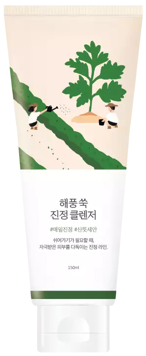 Фото Заспокійлива очищуюча пінка з морським полином ROUND LAB Mugwort Calming Cleanser 150 ml