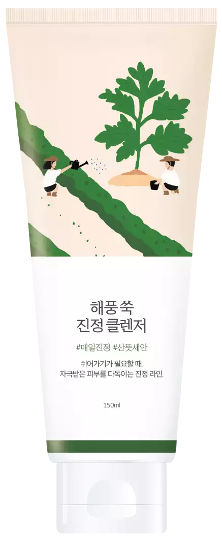 Фото Заспокійлива очищуюча пінка з морським полином ROUND LAB Mugwort Calming Cleanser 150 ml